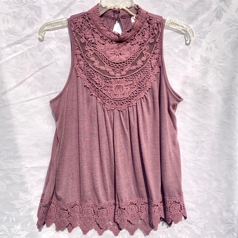 Purple Lace/Crochet Sleeveless Top